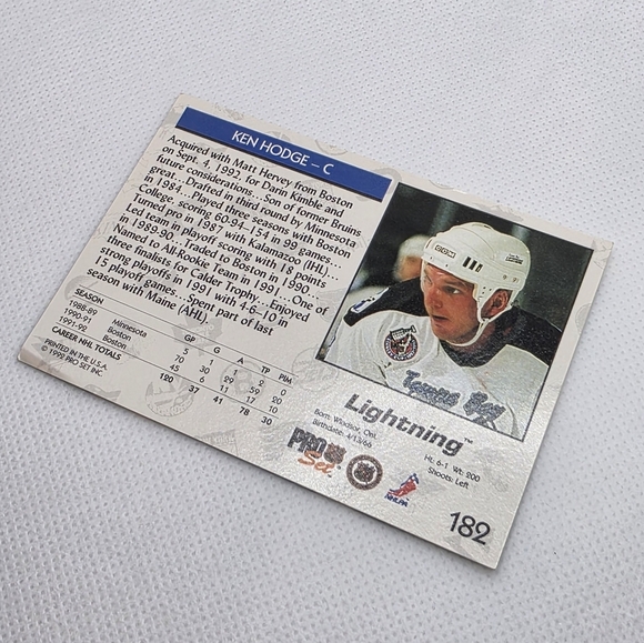 NHL 1992-93 Ken Hodge Tampa Bay Lightning #182 Pro Set Hockey Card - Picture 4 of 4
